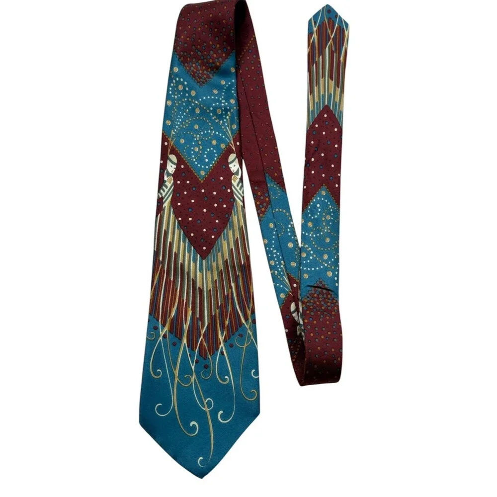 VTG 70s Berkley Cravats Carre Art Deco Tie 4.5